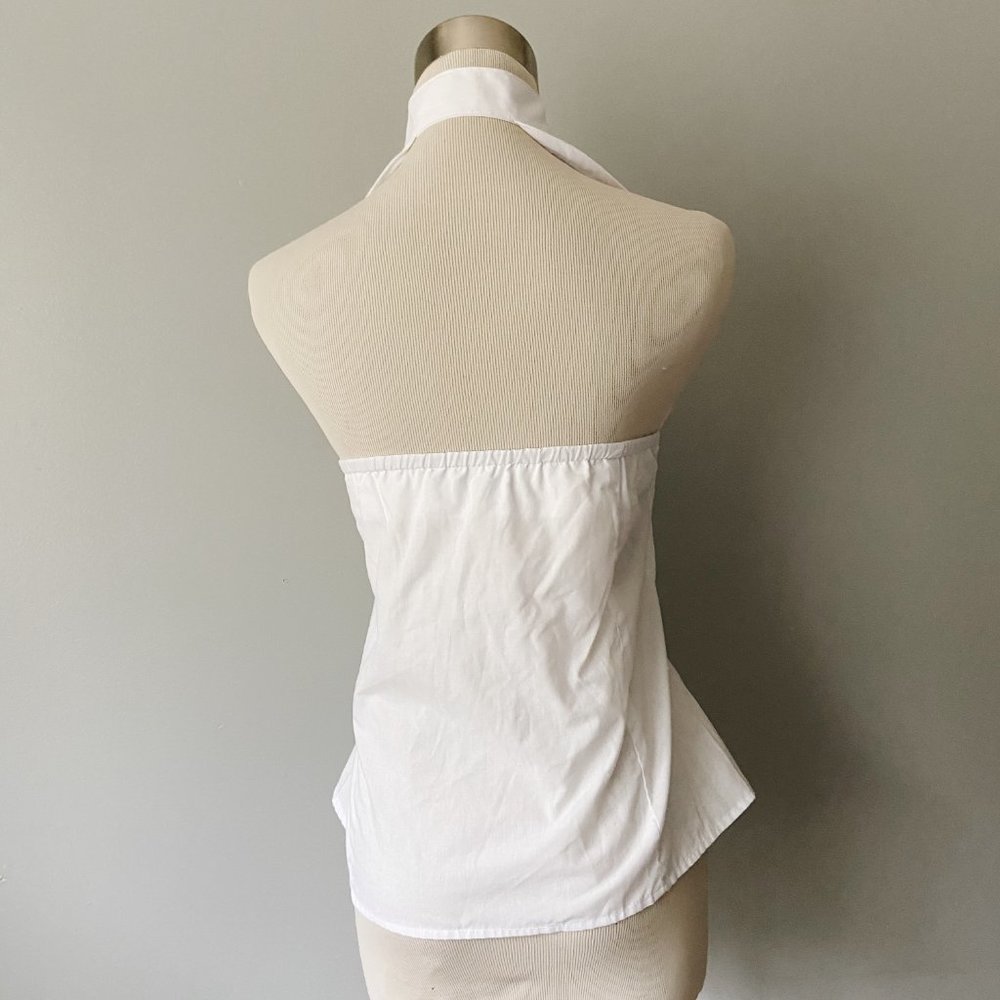 White Button High Neck Sleeveless Halter Top - XS - Picture 4 of 8